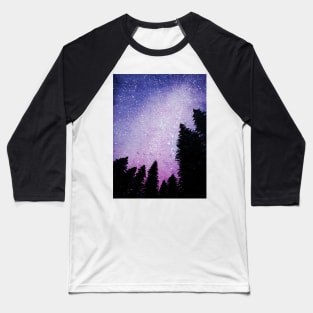 Trees with Starry Sky Baseball T-Shirt